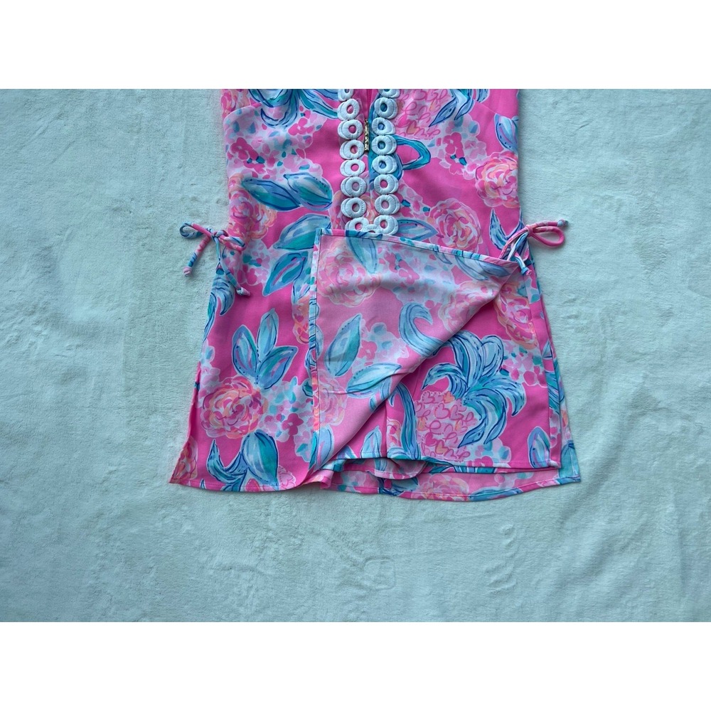 Lilly Pulitzer Jonna‎ Romper Size 0 Prosecco Pink Pinking High Collar - Picture 5 of 10